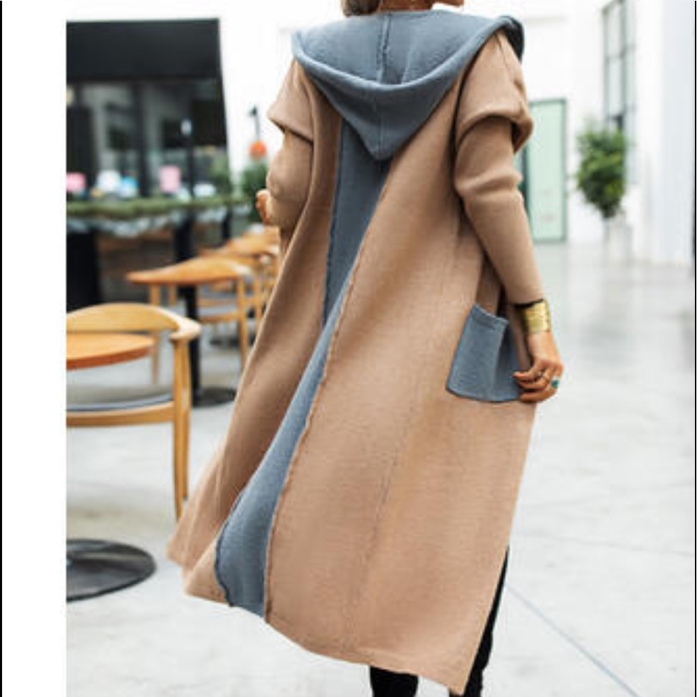Color Block Hooded Cardigan